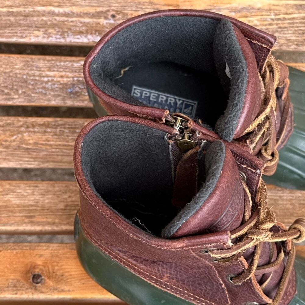 Sperry Women's Saltwater Duck Boots Brown Green Waterproof Women’s size 6 - Picture 9 of 10